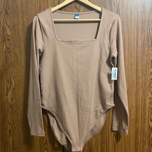 Old Navy Long-Sleeve Square-Neck Rib-Knit Bodysuit